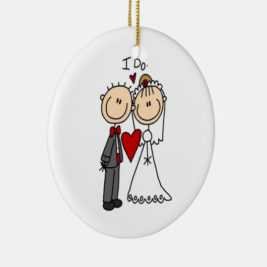 結婚式のカップル私はTシャツおよびギフトをします セラミックオーナメント (右)