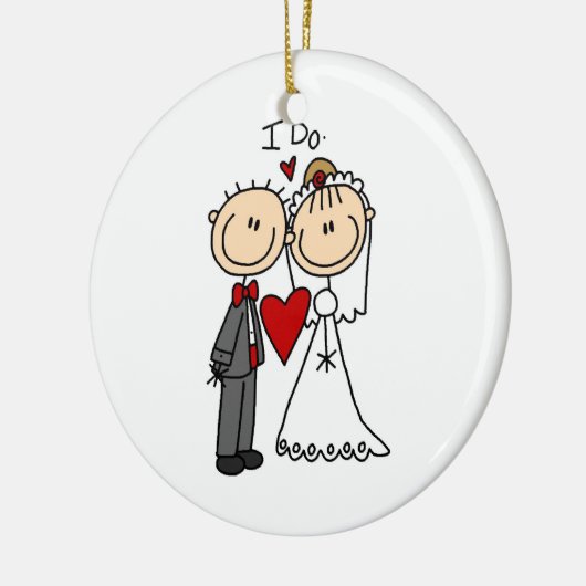 結婚式のカップル私はTシャツおよびギフトをします セラミックオーナメント (左)