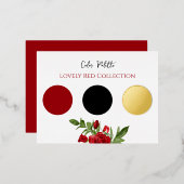 結婚式のカラーパレット フォントサンプル ラブリー レッド リアル 箔招待状ポストカード (正面/裏面)