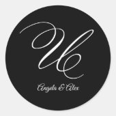 結婚式のカリグラフィー おしゃれなイニシャルUモノグラム ラウンドシール (正面)