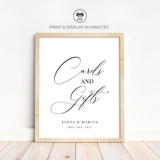 結婚式のカードとギフトのサインモダンー ポスター