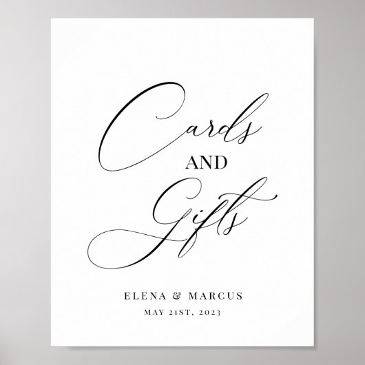 結婚式のカードとギフトのサインモダンー ポスター (正面)