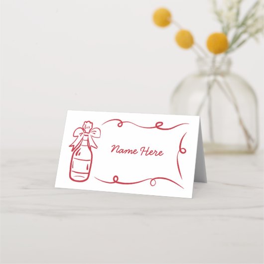 結婚式のカード名お洒落手描き プレイスカード (正面)