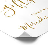 結婚式のカード贈り物サインエレガント金ゴールド書 ポスター (角)