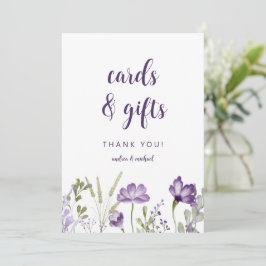 結婚式のカード＆ギフトサイン 紫の花のカード 招待状