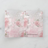 結婚式のカード ピンクの花 指輪 招待状 (内部)