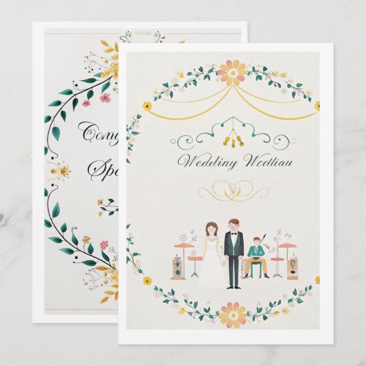 結婚式のカード 招待状 (正面/裏面)