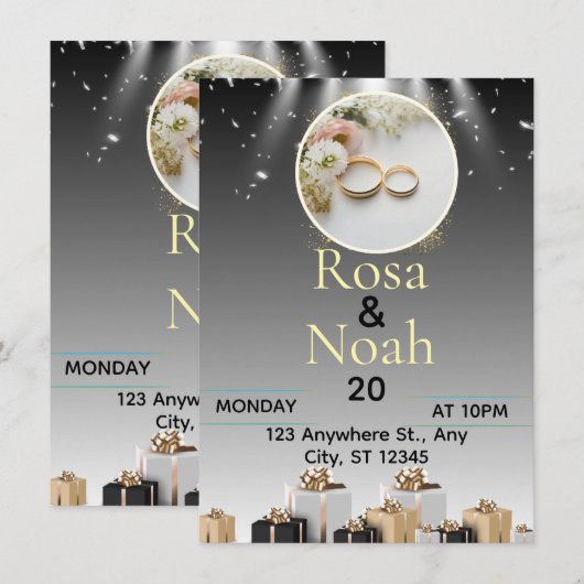 結婚式のカード 招待状 (正面/裏面)