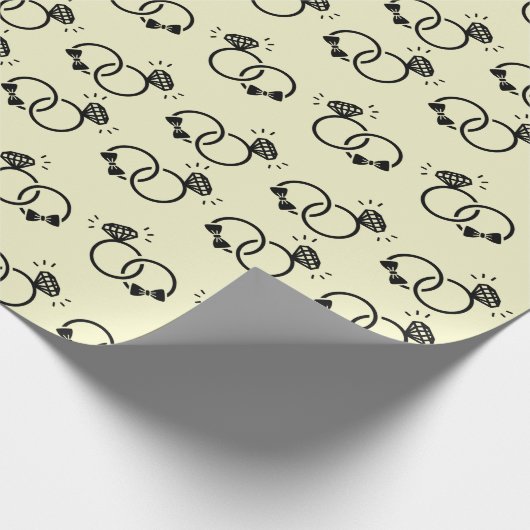 結婚式のギフトに最適なエンゲージメントリングのシームレスデザイン ラッピングペーパー (角)