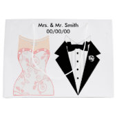 結婚式のギフトバッグ、結婚式はギフトバッグ感謝していしています ラージペーパーバッグ (正面)