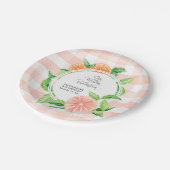 結婚式のギンガムの農場のピンクのストライプのな柑橘類のオレンジ ペーパープレート (アングル)