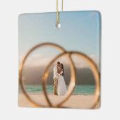 結婚式のクリスマス Mr & Mrs 写真オーナメント セラミックオーナメント (左)