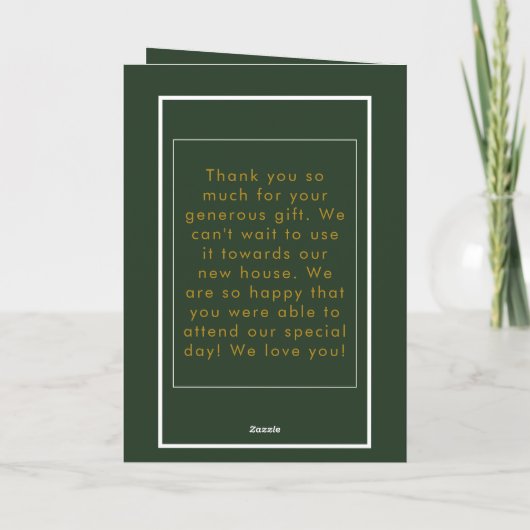 結婚式のグリーンパーソナライズされたサンキューカード サンキューカード (裏面)
