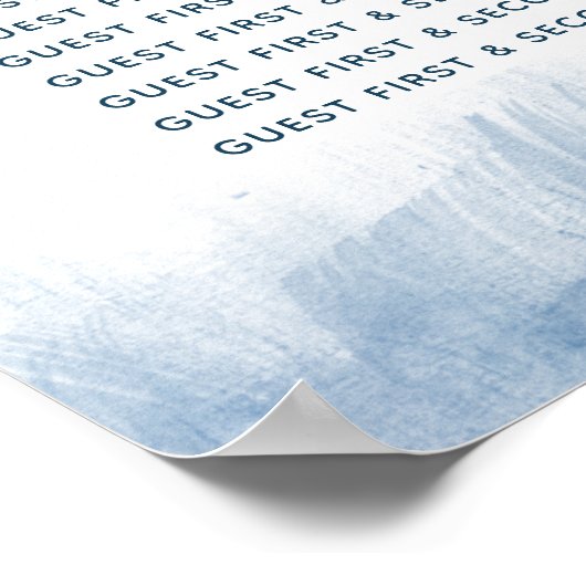 結婚式のグレー青 抽象的なテーブルプラン ポスター (角)