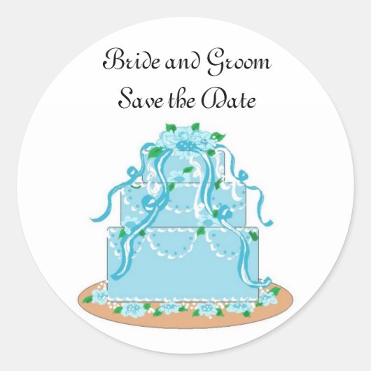 結婚式のケーキのセーブ・ザ・デート ラウンドシール (正面)