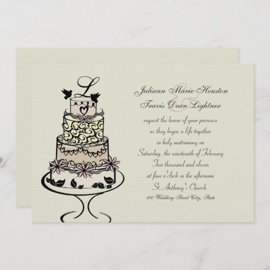結婚式のケーキモノグラム / 結婚式 招待状 (正面/裏面)