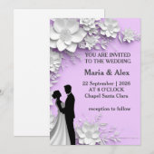 ✨結婚式のゲストのためのフローラルラブインビテーション✨ 招待状 (正面/裏面)