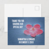 結婚式のゲストへの感謝の花園のピンクの花のお礼 ポストカード (正面/裏面)
