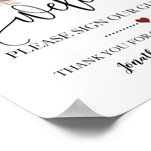 結婚式のゲストブックにサインお願いします マーサラ フラワープランウェルカムサイン ポスター (角)