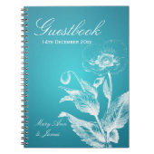 結婚式のゲストブックのケシのターコイズ ノートブック (正面)