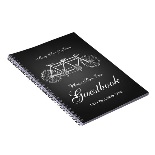 結婚式のゲストブックのタンデムバイクの黒 ノートブック (右側)
