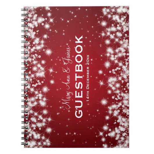 結婚式のゲストブックの冬の輝きの赤 ノートブック (正面)