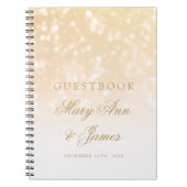 結婚式のゲストブックの金ゴールドの《写真》ぼけ味の輝きライト ノートブック (正面)