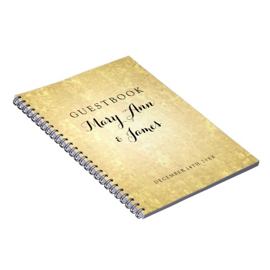 結婚式のゲストブックの金ゴールドホイルの一見は紙吹雪を主演します ノートブック (右側)