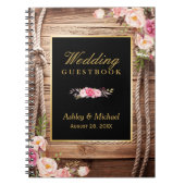 結婚式のゲストブック-素朴な木製の結び目の花柄 ノートブック (正面)