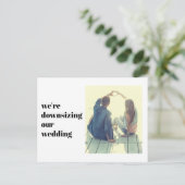 結婚式のゲストリスト縮小のお知らせ 現代風 案内ポストカード (スタンド正面)