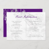 結婚式のゲスト情報花の銀製の紫色 エンクロージャーカード (正面/裏面)