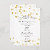 結婚式のゲスト情報金ゴールドホイルのグリッターライト エンクロージャーカード (正面/裏面)