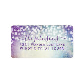 結婚式のコンフェッティ 紫 水色 青 星 ラベル (正面)