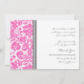 結婚式のサンキューカードのピンクの灰色のダマスク織 サンキューカード (裏面)