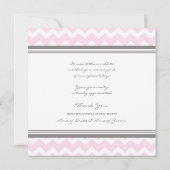 結婚式のサンキューカードのピンクの灰色シェブロン サンキューカード (裏面)