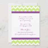 結婚式のサンキューカードのプラムライムシェブロン サンキューカード (裏面)