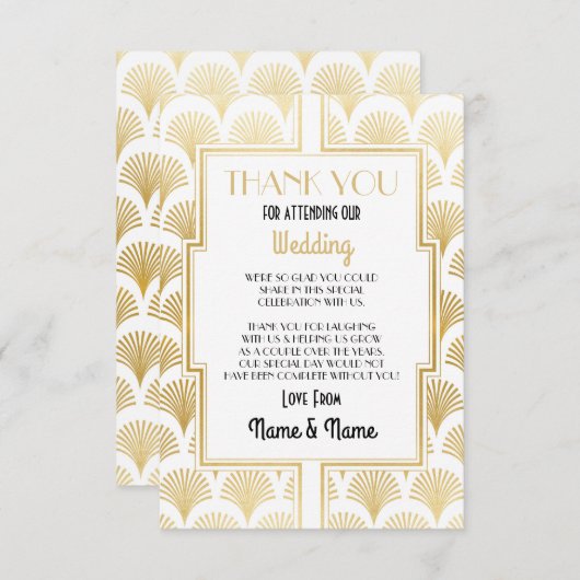結婚式のサンキューカードの婚約のアールデコのパーティー サンキューカード (正面/裏面)