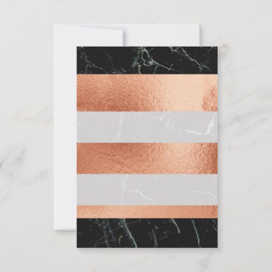 結婚式のサンキューカードの黒の大理石のばら色の金ゴールド サンキューカード (裏面)