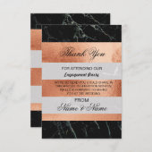 結婚式のサンキューカードの黒の大理石のばら色の金ゴールド サンキューカード (正面/裏面)