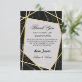 結婚式のサンキューカードの黒の大理石の金ゴールド サンキューカード (スタンド正面)