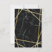 結婚式のサンキューカードの黒の大理石の金ゴールド サンキューカード (裏面)