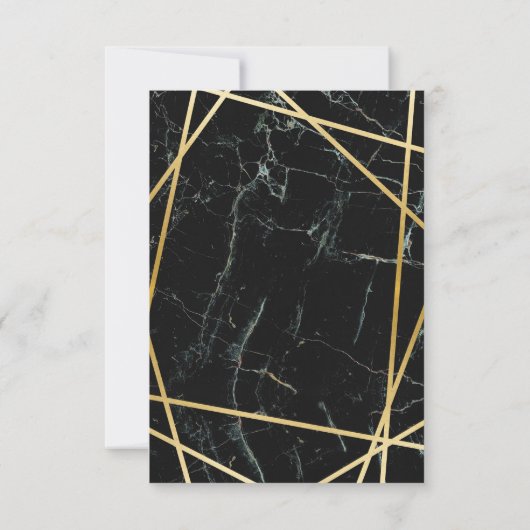 結婚式のサンキューカードの黒の大理石の金ゴールド サンキューカード (裏面)
