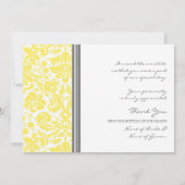 結婚式のサンキューカードレモン灰色のダマスク織 サンキューカード (裏面)