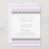 結婚式のサンキューカード紫色の灰色のシェブロン サンキューカード (裏面)