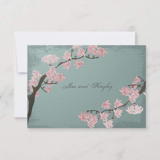 結婚式のサンキューカード-ピンクの桜 サンキューカード (正面)
