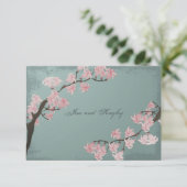 結婚式のサンキューカード-ピンクの桜 サンキューカード (スタンド正面)
