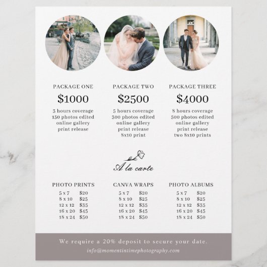 結婚式のサークルフォトプライスシート チラシ (裏面)