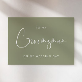 結婚式のサージグリーンな groom's メッセージカード 招待状