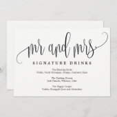 結婚式のシグネチャードリンクサイン - Lovely Calligraphy 招待状 (正面/裏面)