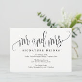 結婚式のシグネチャードリンクサイン - Lovely Calligraphy 招待状 (スタンド正面)